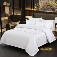 Ensemble de draps de lit personnalisés en usine, linge de lit d'hôtel, ensemble de literie 100% coton, ensemble de draps plats blancs pour hôtel