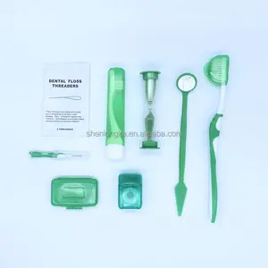Juego de 8 piezas de viaje personalizado Dental portátil cuidado bucal en el hogar limpieza del paciente cepillado higiene cepillo de dientes Kit de ortodoncia