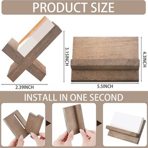Porte-cartes de visite en bois massif, 20 cm x 20 cm, organisateur de bureau pour la maison et le bureau, design géométrique, couleur rétro - Product Image 5