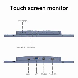 10 12 15 17 19 21 23 27 32 43 VESA Desktops Touch Screen Monitor Panel PC Display Android/Window OS USB HD-MI