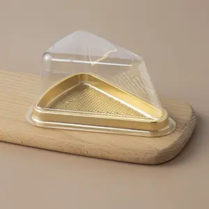 Benutzer definierte PET Triangle Cake Box Verpackung Kunststoffs cheibe Käsekuchen behälter mit transparentem Deckel