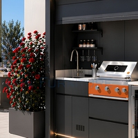 Cuisine extérieure moderne sur mesure de 3 m, îlot de cuisine BBQ modulaire en acier inoxydable 304, OEM