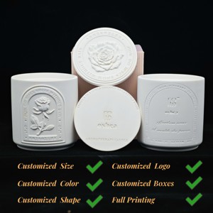 Tùy chỉnh rỗng đồ đá nến Kính container nổi gốm nến tàu lọ với nắp và Hộp quà tặng - Product Image 6