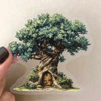 50 Buah Stiker Hutan Hijau Kartun untuk Stiker Botol Air Notebook Laptop Ponsel Mobil Tahan Air PET