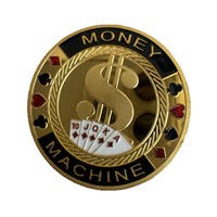 Pièce de monnaie personnalisée plaquée or, thème casino, motif Royal Flush et symbole du dollar, pièce de défi commémorative, cadeau, OEM, vente en gros