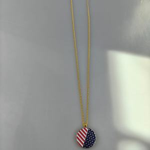 Collar con marcador de pelota de Golf de aleación de Zinc Chapado en plata con bandera americana moderna, colgante de cadena de hierro, joyería magnética para regalo de golfistas - Product Image 1