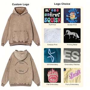 High Street Funcional Vintage Peso pesado Hombres Lavado ácido Ropa de primavera Impresión de pantalla Sudaderas con capucha en blanco Sudadera con capucha lavada con ácido personalizada - Product Image 5