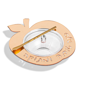 Özel akrilik güzel Lucite yüzer elma bal çanak altın kaşık ile kalıp kesim elma bal çanak - Product Image 1