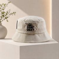 Topi Bucket Kasual Bordir Custom Dewasa Grosir Katun Topi Matahari Camping Unisex Outdoor Memancing Bepergian Saku Resleting