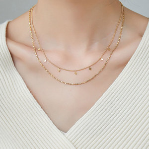 Collar Doble de Acero Inoxidable con Logotipo Personalizado, Resistente al Deslustre, Impermeable, Chapado en Oro de 18k, para Mujer - Product Image 2