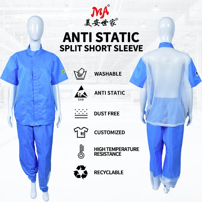 Chất lượng cao thoáng khí an toàn quần áo chống bụi chống tĩnh điện Áo ESD quần áo phù hợp với công nghiệp Phòng sạch quần áo