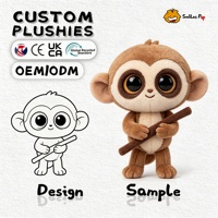 Peluche singe personnalisée très populaire, en tissu recyclé certifié, super douce et moelleuse, poupées en peluche personnalisées pour cadeaux