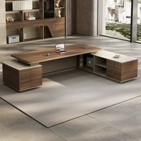 Bureau de direction moderne de luxe en forme de L avec armoire de rangement, en chêne blanc, design minimaliste, pivotant, écologique, pour hôtel