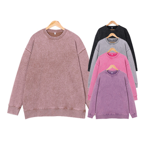 400Gsm cuello redondo en blanco desgastado lavado ácido personalizado mujeres hombres <span class=keywords><strong>sudaderas</strong></span> con capucha y <span class=keywords><strong>sudaderas</strong></span> - Product Image 1