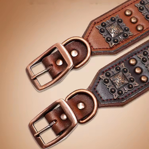Mofesipi Hond Leer Anti Bite Klinknagel Kraag Grote Hond Halsband Metalen Gesp Verstelbaar Voor Honden Vintage Koeienhuid Materiaal - Product Image 4