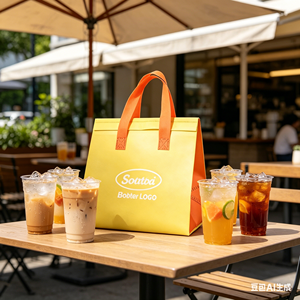 Insulated Tea Coffee Delivery Bag Non Woven Material Food Takeaway Bag Custom Logo Printed High Quality Thermal Bag for Milk - Product Image 1