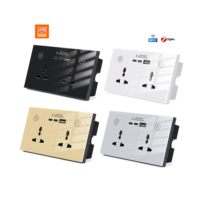 TYSH Tuya Zigbee Wifi Universal Light Wall Socket PD 3.0 QC 3.0 70W Super Charger Electrical Smart Socket