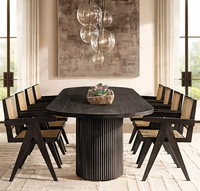 Table à manger ovale moderne en chêne de haute qualité, prix d'usine, style antique campagnard