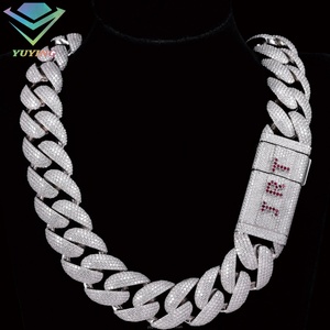 Cadena Cubana Personalizada de 25 mm y 5 Filas, Chapada en Plata 925 con Incrustaciones de Diamantes Moissanite, Joyería Hip Hop, Cadena Cubana que Pasa el Test de Diamantes - Product Image 2