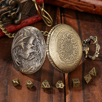 Jeu de dés RPG avec boîte à dés Dragon en Bronze 3D - 7 mini dés polyédriques pour jeux de table, cadeaux et accessoires de fête