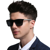 Lunettes de soleil classiques carrées en acétate à monture intégrale avec verres polarisés pour hommes (monture noire/verres noirs) avec protection UV