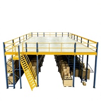 HONGXIN Étagère de mezzanine robuste en acier laminé à froid sans boulons, personnalisable, 2/3 niveaux, avec revêtement en poudre pour protection contre la corrosion