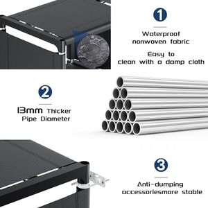 Estantería de Metal de 12 cubos, organizador de estantería DIY para dormitorio, sala de estar, estante de cubículo negro alto - Product Image 5