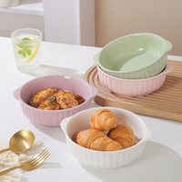 Couleur nordique rose violet céramique petit déjeuner four à micro-ondes salade bols en céramique