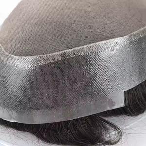 Venta al por mayor, envío inmediato: Prótesis capilar de reemplazo <span class=keywords><strong>para</strong></span> hombres con calvicie, base de PU ultrafina de 0.02-0.04mm, densidad del 120%, onda corporal. - Product Image 4