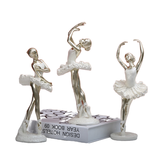 Figuras Decorativas de Bailarinas de Ballet en Resina Dorada y Plateada, Estatuas para Decoración del Hogar de Año Nuevo, Venta al Por Mayor - Product Image 1