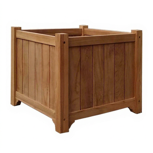 Mobilier de jardin en bois massif de teck de style moderne avec pots de plantes pour une application extérieure - Product Image 1