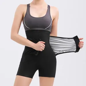 Hoge Taille Sauna Broek Voor Vrouwen Taille Trainer Leggings 2 Bandjes Hot Thermo Workout Training Butt Lifting Shaper