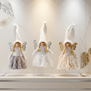 Muñeco de Gnomo Ángel Retráctil, Adorable Figura de Peluche Ecológica Navideña, Piernas Largas, Material de Poliéster, 39 cm, Decoración Festiva - Product Image 2