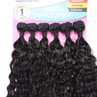 Tissage de Cheveux Synthétiques en Gros Couleur Noire Fibre Résistante à la Chaleur Onde Ondulée 260g Paquet Extensions de Cheveux 30 Pouces