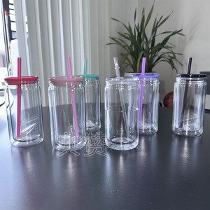 Gobelet de voyage en verre borosilicate à double paroi de 16 oz avec poignée, couvercle à paille, sans BPA, compatible lave-vaisselle, pour café, vente en gros - Product Image 2