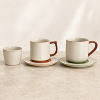 Ensemble de tasses en céramique, 3 tailles, poignée en terre cuite, sans BPA, anti-fuite, grande capacité, tasse à café ou à thé, passe au micro-ondes et au lave-vaisselle, personnalisable