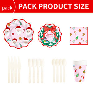 DAMAI Christmas Party Supplies <b>Disposable</b> Dinnerware Tableware Favors for 8 Guests Christmas Party Plates Napkins Tableware Set - Product Image 6