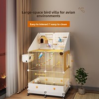 Cage à oiseaux en métal de taille moyenne, nouveau modèle, avec protection anti-éclaboussures, style villa de luxe, pour calopsites, conures solaires, paons