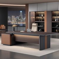 Nouveau bureau moderne en forme de L pour la direction Niveau E0 Bureau de luxe en bois pour directeur Patron Bureau du PDG pour