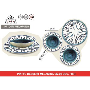 Assiette à dessert en mélamine CM.22 DEC. POISSON - Product Image 1