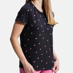 Camisetas de punto para mujer, de color sólido, informales, personalizadas, de verano, con cuello redondo y manga corta, para usar en todas las estaciones. - Product Image 6