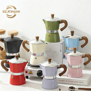 <span class=keywords><strong>Cafetera</strong></span> <span class=keywords><strong>Italiana</strong></span> Moka Pot Clásica Premium de Aluminio Kingze, Capacidad para 1/3/6 Tazas, Portátil, OEM para Uso Doméstico y en Cafeterías - Product Image 1