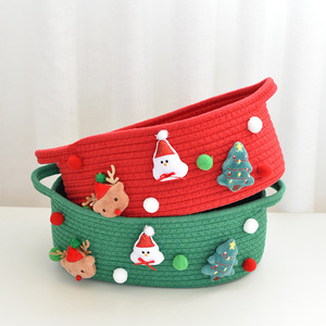 Christmas <b>Storage</b> <b>Baskets</b> Cotton <b>Rectangular</b> 30x20x12cm For Holiday Gift <b>Storage</b> - Product Image 2