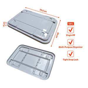 Bac de rangement empilable en plastique PP robuste avec couvercle, capacité 120L, écologique, épais et durable - Product Image 6