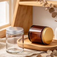Bernsteinfarbene Glasgläser mit Metalldeckeln 3er-Pack Leere Kerzengläser für Braune Körperbutter & Lotion-Behälter