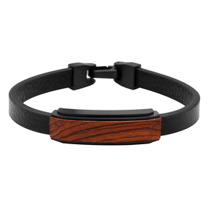 Pulsera de cinturón de cuero de acero inoxidable 316 y madera de <span class=keywords><strong>Bubinga</strong></span> de alta calidad para hombres - Product Image 5