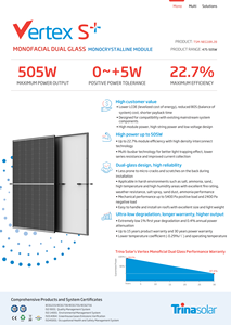 Trina แผงโซลาร์เซลล์โมโนโครม Tsm-Neg18R.28 480W 485W 490W 500W แผงโซลาร์เซลล์กระจกคู่สำหรับหน้า - Product Image 2