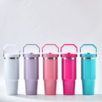 Gobelet isotherme de voyage 30oz mat pour sublimation, avec poignée et couvercles, bouteille d'eau avec poignée et paille, entrepôt USA