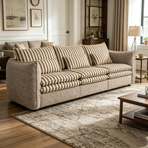 Juego de Sofás Modernos con Rayas Suaves, Diseño Cuadrado, Relleno de Esponja, Cubierta de Tela de Sarga, Patas de Metal Resistentes, <span class=keywords><strong>Muebles</strong></span> Acogedores para Sala de Estar - Product Image 1