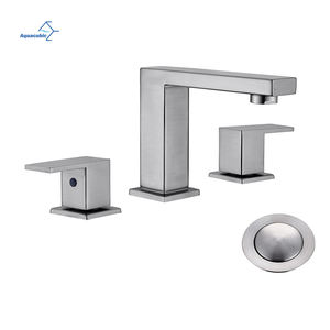 ก๊อกน้ำห้องน้ำแบบสองมือจับ Aquacubic พร้อมท่อน้ำมาตรฐาน CUPC และท่อระบายน้ำแบบกดโลหะพร้อมระบบป้องกันน้ำล้น - Product Image 1